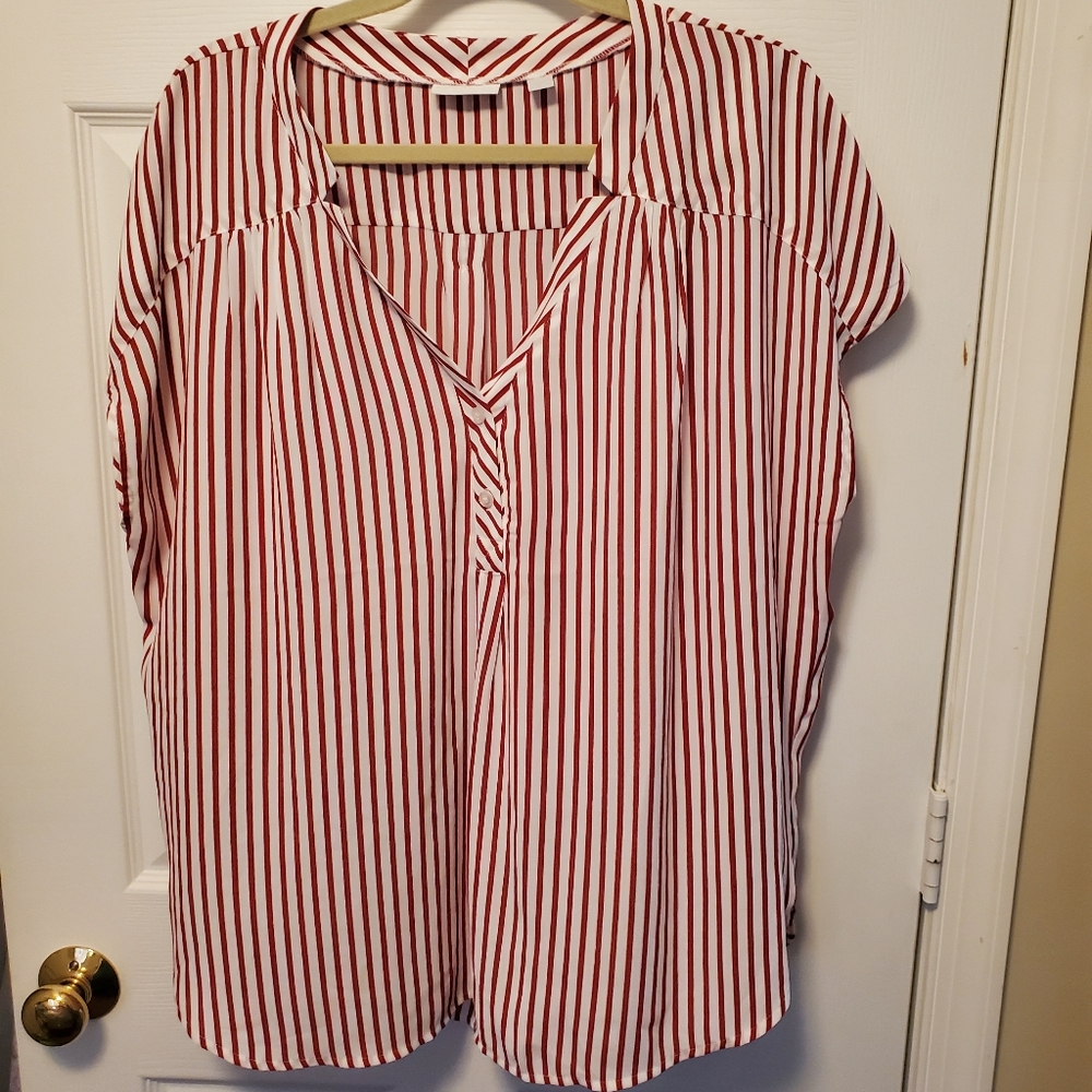Red and White Striped Summer Top XXL